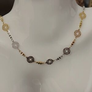 Three colour necklace rose, gold, white